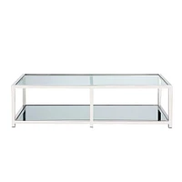 Home Gear Coffee table Silver Square Base Mirror shelf