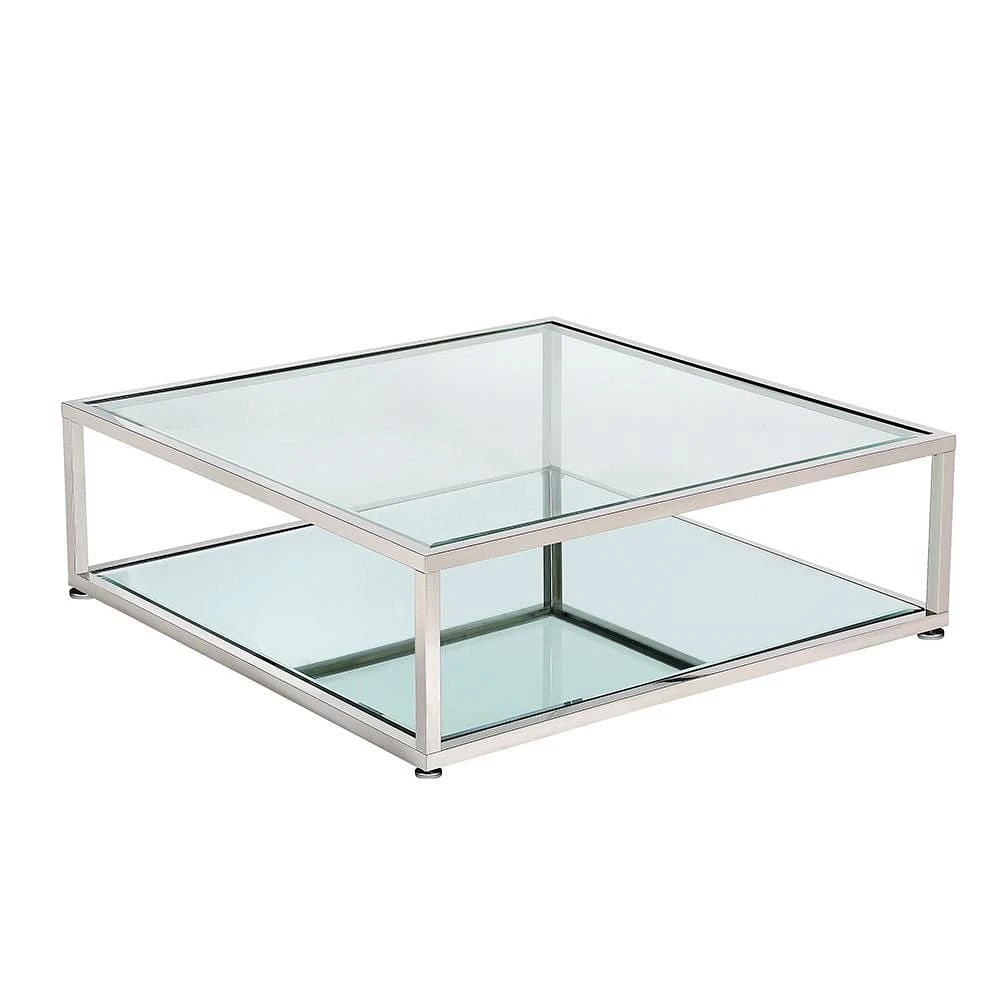 Home Gear Coffee table Silver Rectangular Base Mirror shelf