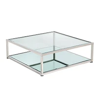 Home Gear Coffee table Silver Rectangular Base Mirror shelf