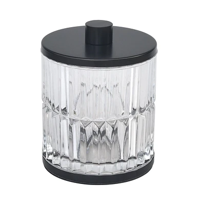 hometrends Glass Covered Jar with Black Metal Trim, Glass Covered Jar