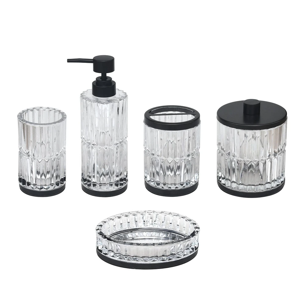 hometrends Glass Toothbrush Holder with Black Metal Trim, Glass Toothbrush Holder