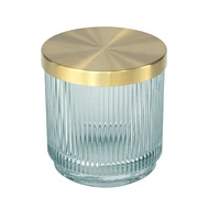 hometrends Rib Glass Covered Jar  Gold, Glass Covered jar gold