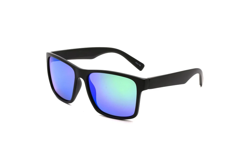 TropicCal Mens Black and Green Wayfarer Sunglasses