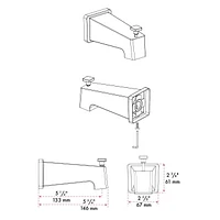 The akuaplus® square bathtub spout with pull-out diverter and 1/2 in. Slip-On.