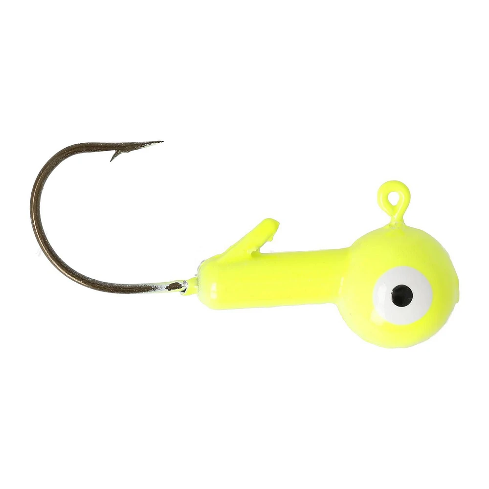 Eagle Claw QWBH38-3 Ball Head Jig, Chartreuse, 3/8oz, 3/0 size hook, 10Pk, Ball Head Jig, Chartreuse