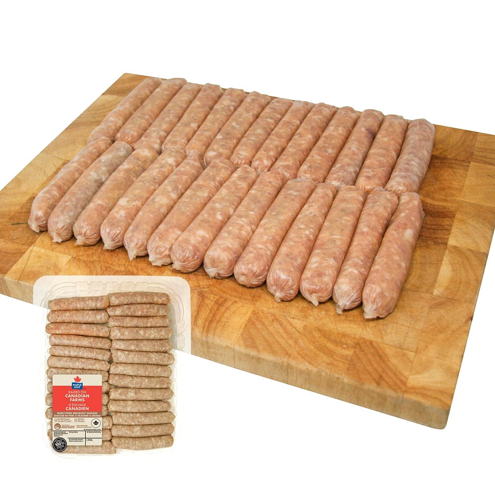 Maple Leaf Maple Pork Breakfast Sausage, 26 Sausages, Value Pack