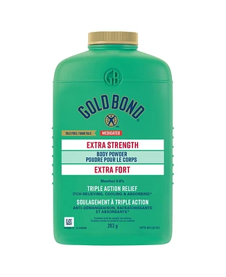 Gold Bond Extra Strength Medicated Body Powder, 283g Bottle, Cornstarch-Based Moisture Absorbing, Odour Control Cooling Powder Offers Temporary Pain and Itch Relief of Minor Skin Irritations, 283 g