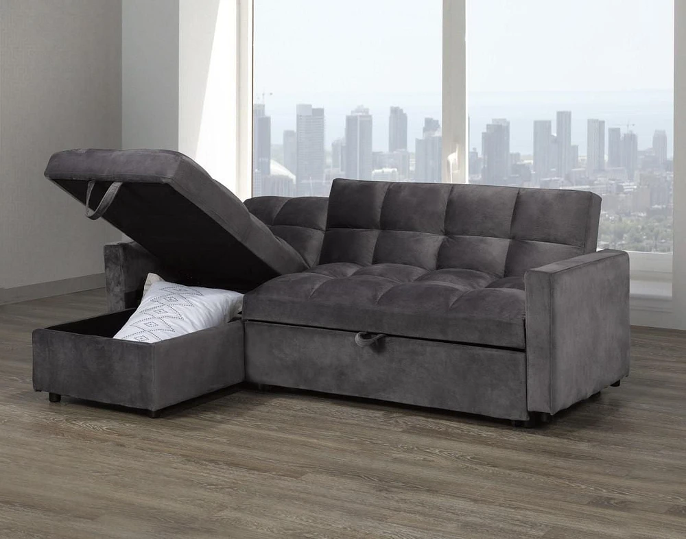 Mayole Sectional Sofa Bed, Grey