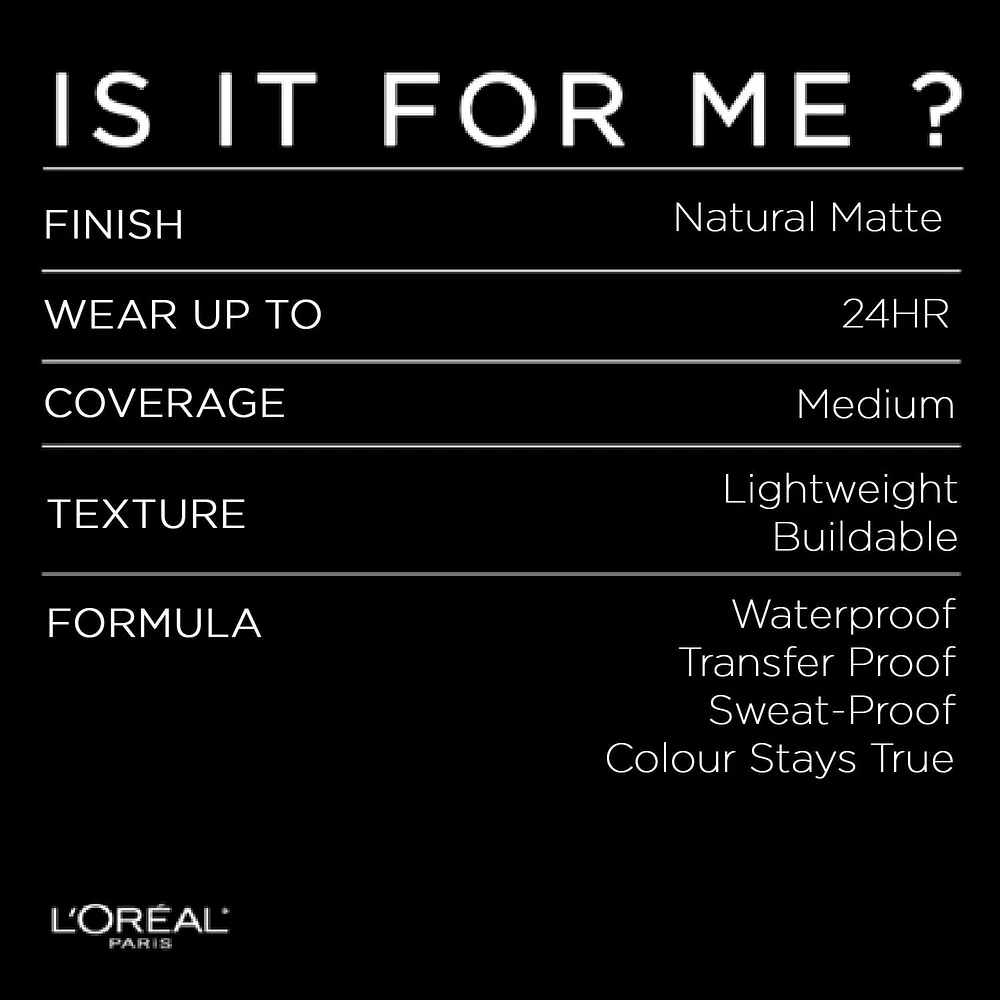 L'Oréal Paris Fond de Teint Liquide Infallible Fresh Wear, couvrance totale Formule Longue Tenue