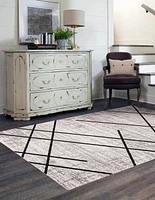 ECARPET Washable Abstract Striped Area Rug & Runner for Living Room, Bedroom, Hallway