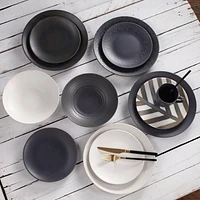 Mesa Ceramic Black Grain Stoneware 12 Piece Dinnerware Set