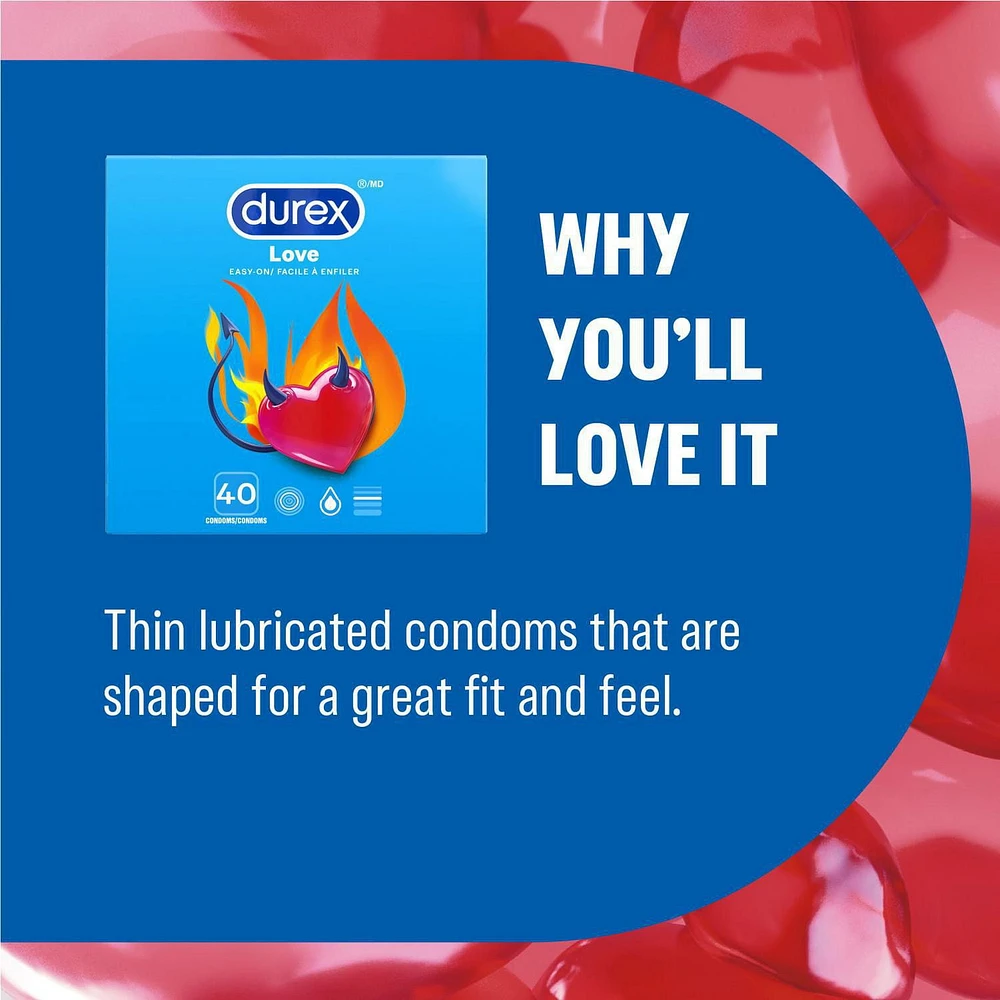 Paquet économique de condoms Durex Love faciles à enfiler et lubrifiés