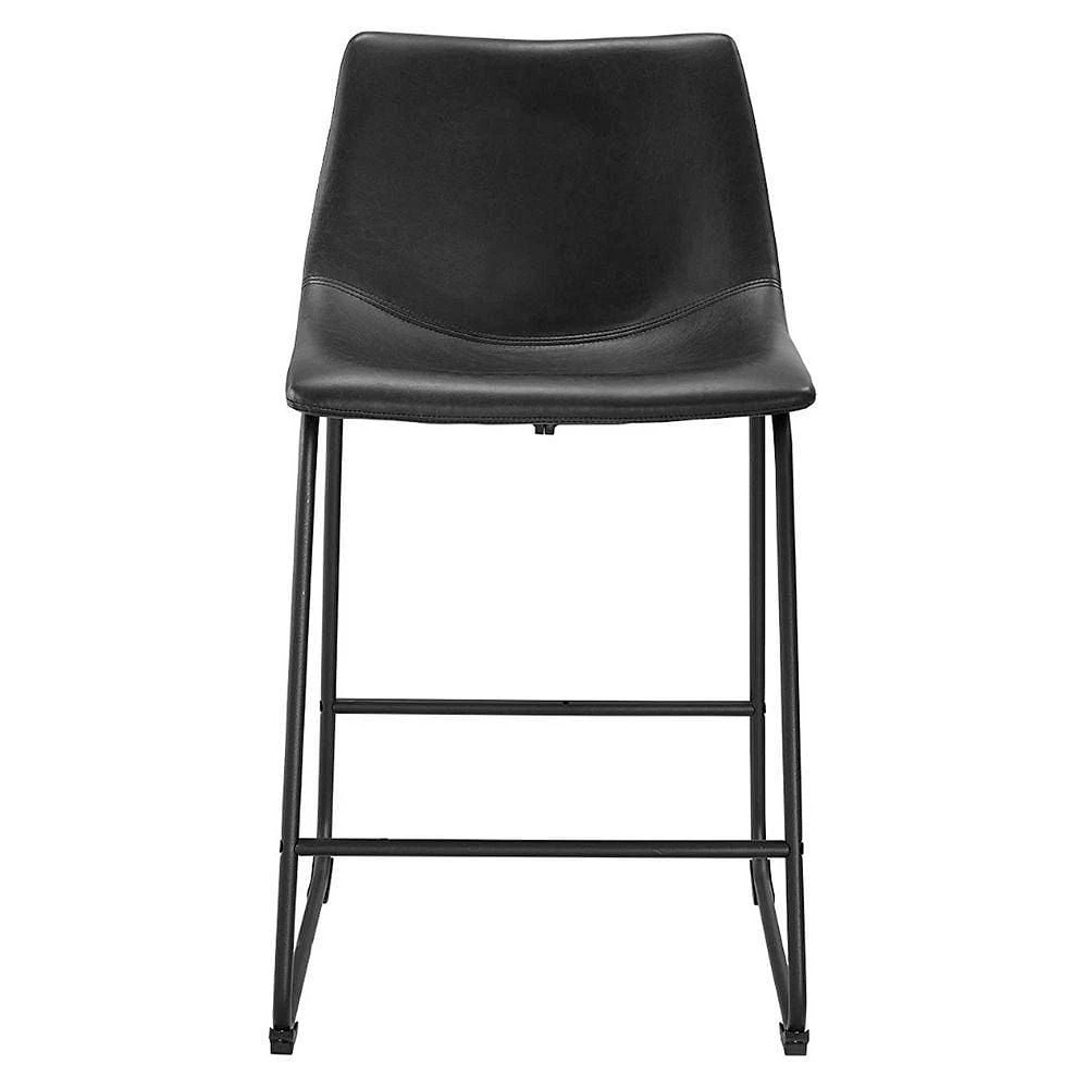 London Stylish Black Counter Stool Faux  Leather PU 26", Black Metal Counter stool, Kitchen Furniture, Kitchen Island (Set of 2)