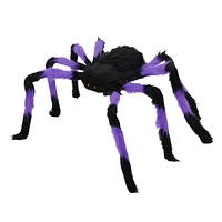 Halloween 28-in Hairy Spider, Black and Purple, Polyester, Outdoor Decor, Way to Celebrate