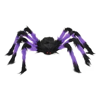 Halloween 28-in Hairy Spider, Black and Purple, Polyester, Outdoor Decor, Way to Celebrate