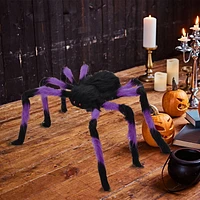 Halloween 28-in Hairy Spider, Black and Purple, Polyester, Outdoor Decor, Way to Celebrate