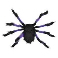 Halloween 28-in Hairy Spider, Black and Purple, Polyester, Outdoor Decor, Way to Celebrate