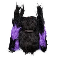 Halloween 28-in Hairy Spider, Black and Purple, Polyester, Outdoor Decor, Way to Celebrate