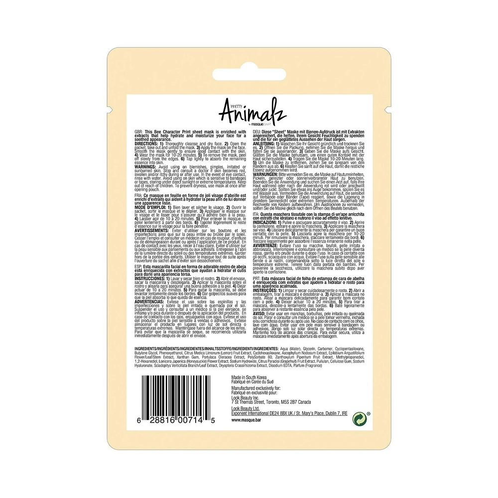 Pretty Animalz Bee Sheet Mask