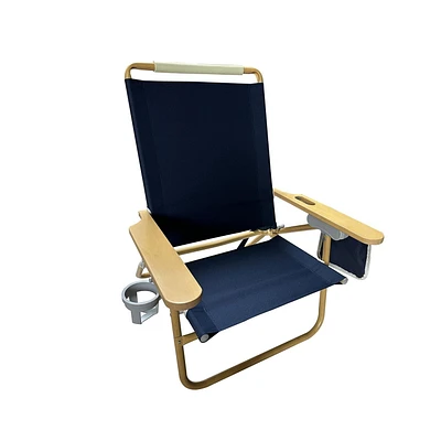 1PK-MS Wood Arm Resort Comfort Beach Chair.Blue