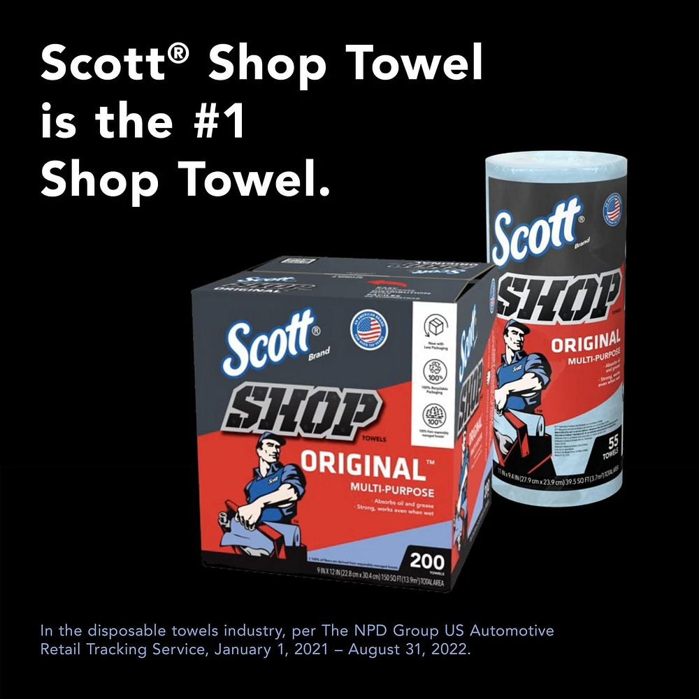 Scott Shop Towel Original Single Roll, 55 Blue Shop Towels