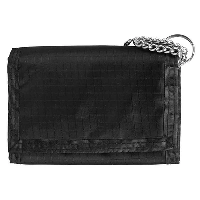 R70 Men's Trifold Nylon Black Wallet with Chain, One size