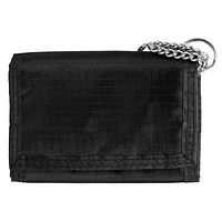 R70 Men's Trifold Nylon Black Wallet with Chain