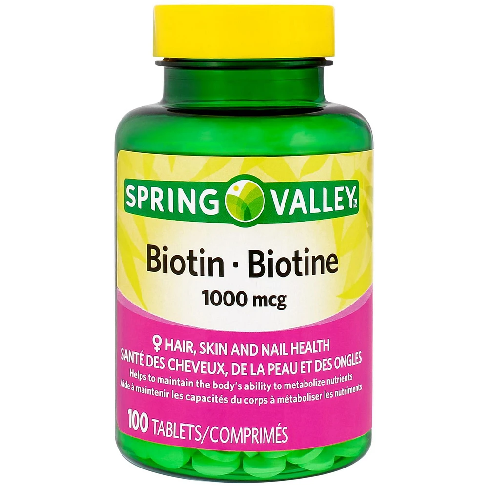 Spring Valley Biotin, 1000 mcg, 100 Tablets