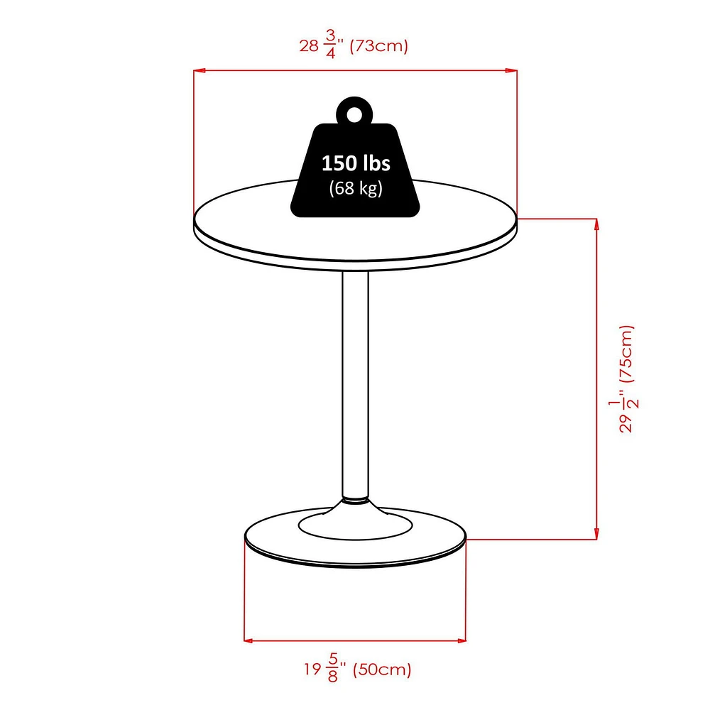 Winsome Spectrum 29" Round Dining Table with Metal Leg