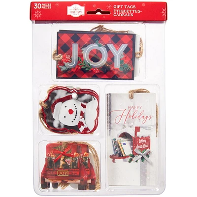 Holiday Time Deluxe Holly Jolly Gift Tags, 30 Pieces