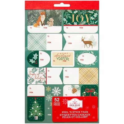 Holiday Time Peel ‘N Stick Frost Green Gift Tags