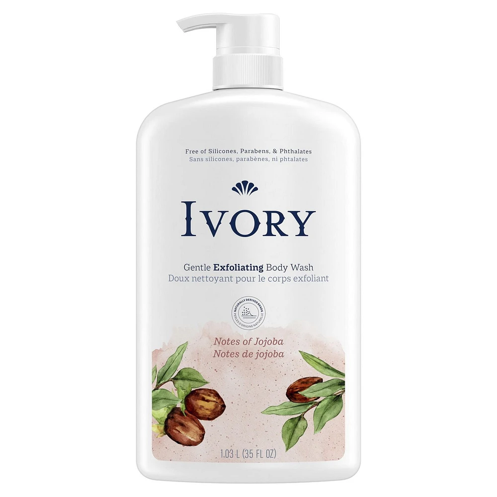 Doux nettoyant pour le corps exfoliant Ivory, parfum Notes de jojoba, 1,03 L (35 oz) 2T-5T