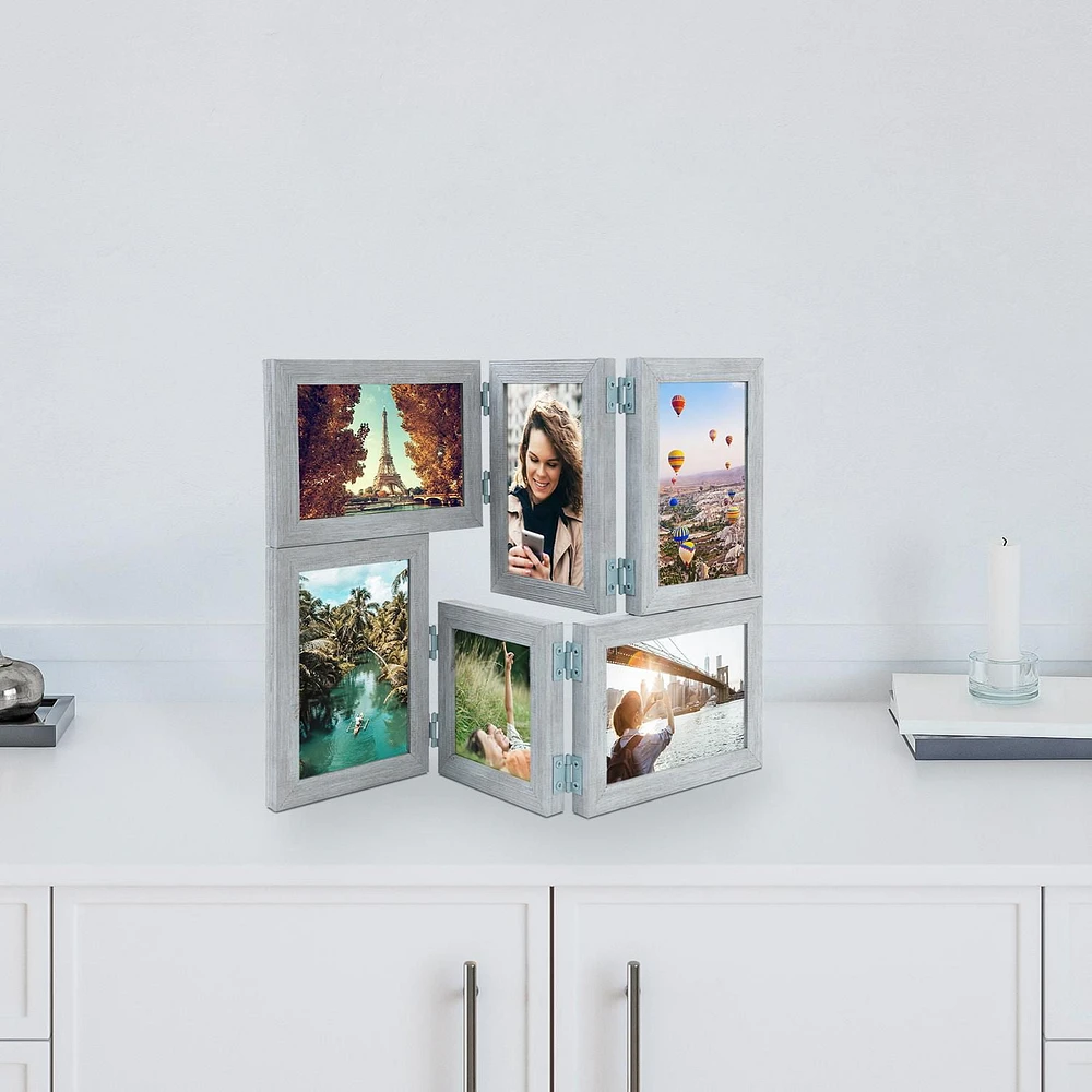 Hometrends Ultima Multi Hinged Collage Frame, Faded Turquoise 17.40x12in