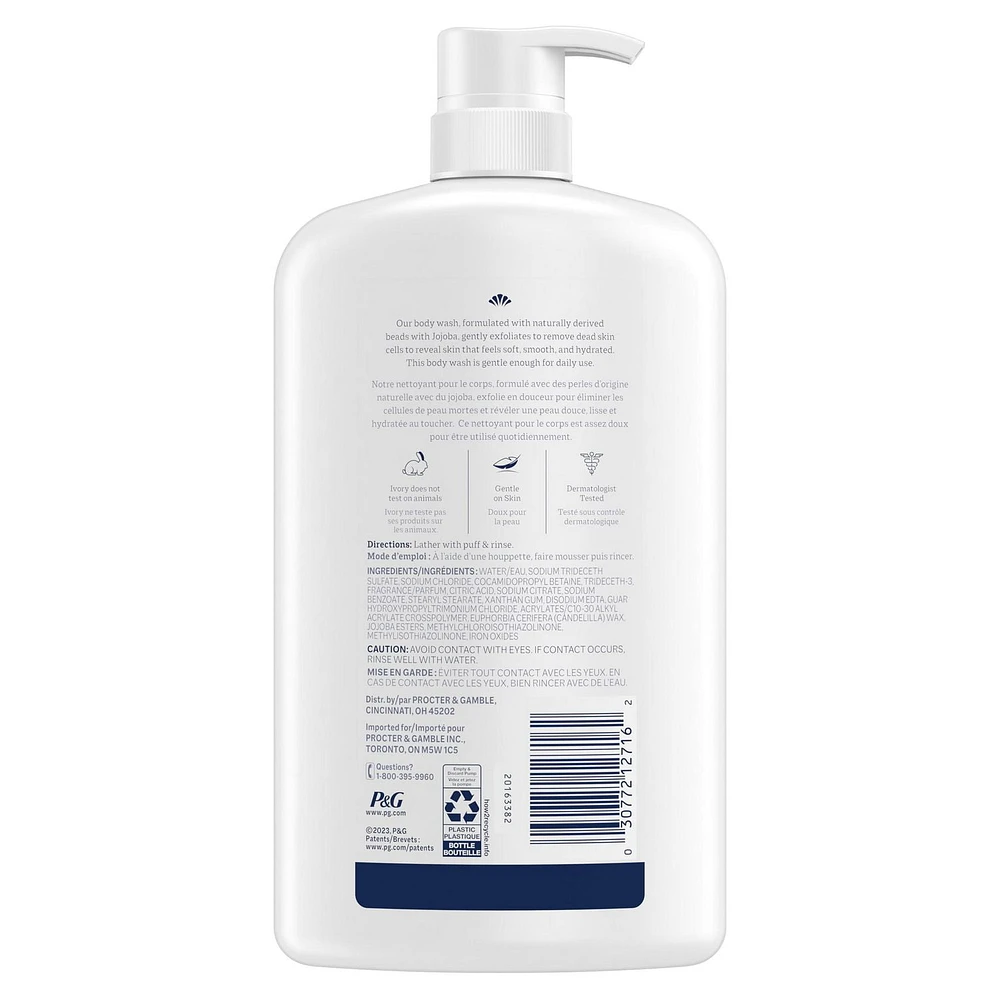 Doux nettoyant pour le corps exfoliant Ivory, parfum Notes de jojoba, 1,03 L (35 oz) 2T-5T