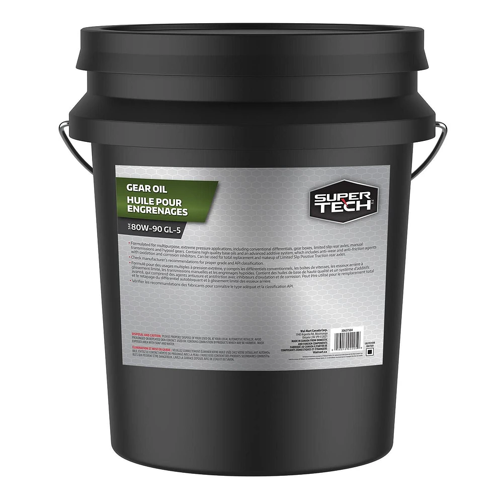 SuperTech Gear Oil SAE 80W-90 GL-5 18.9L Pail, High performance, extreme pressure application