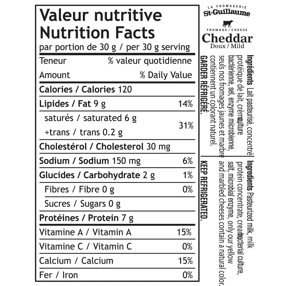Fromagerie St-Guillaume 31% M.F. Mild Marbled Cheddar, 275g