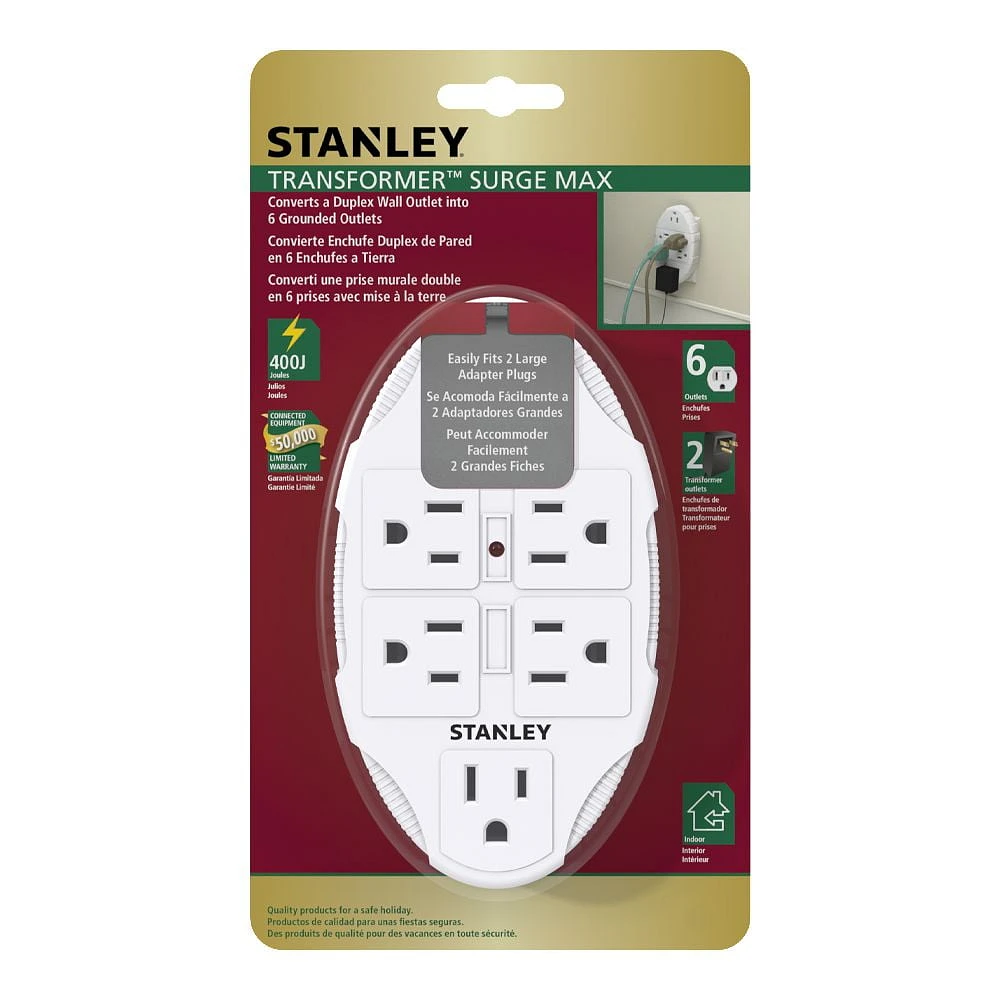 Stanley Transformer Surge Adapter, 6 Outlet Surge Adapter