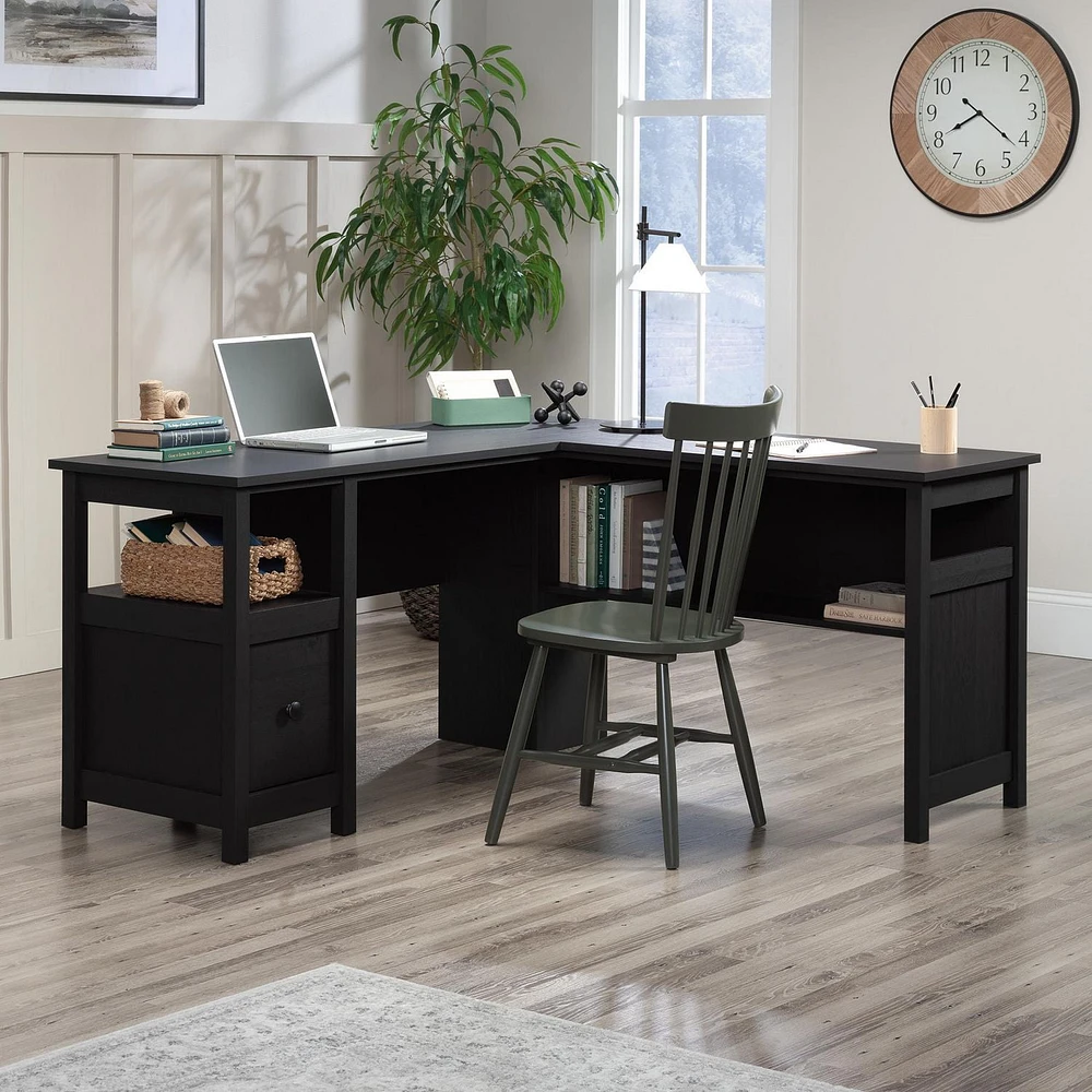 Sauder® Dawson Trail L-Desk (2 Box), Raven Oak™, 427419