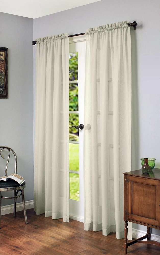 Loft Living Cannes Rod Pocket Linen-Like Single Curtain Panel Sheer 56" x 84" in Ivory