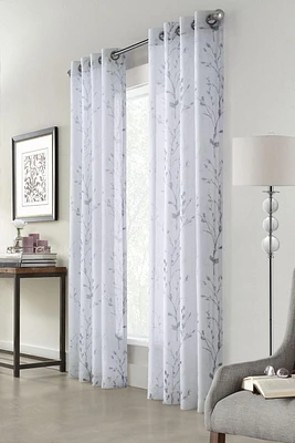 Loft Living Petra Faux Linen Grommet Semi-Sheer Single Curtain Panel each 52" x 95" in White