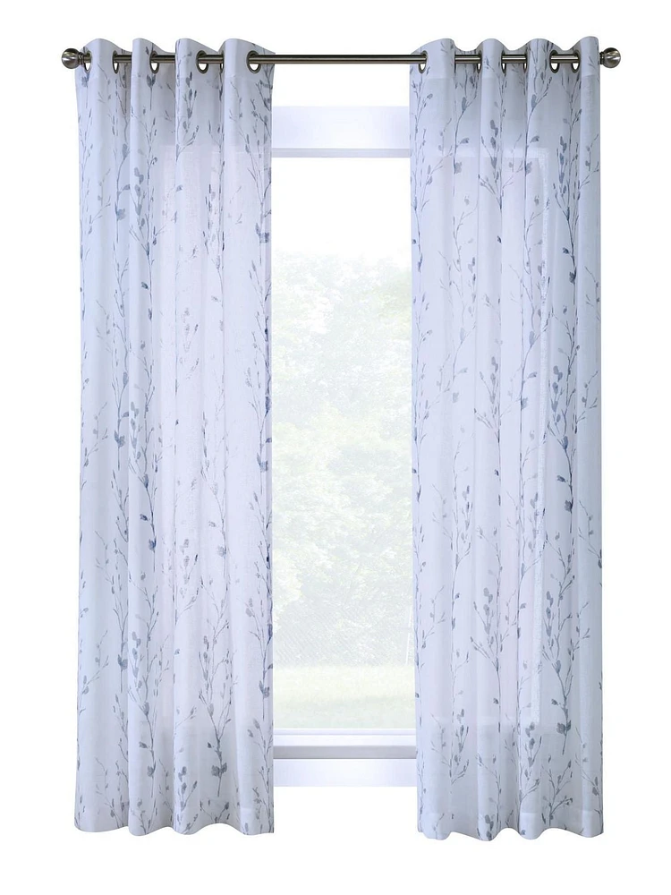 Loft Living Petra Faux Linen Grommet Semi-Sheer Single Curtain Panel each 52" x 95" in White