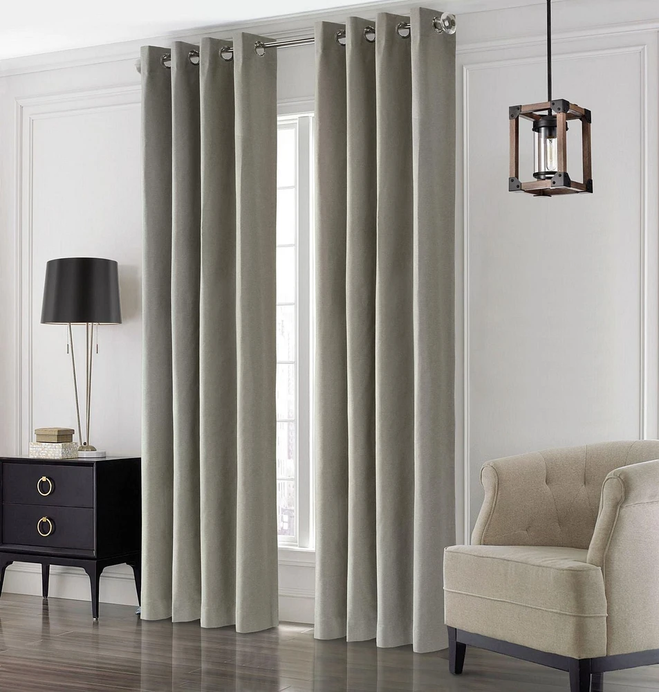 Loft Living Elba Total Blackout Textured Grommet Single Curtain Panel 52" x 84" in Light Grey