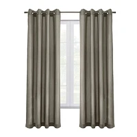 Loft Living Elba Total Blackout Textured Grommet Single Curtain Panel 52" x 84" in Light Grey