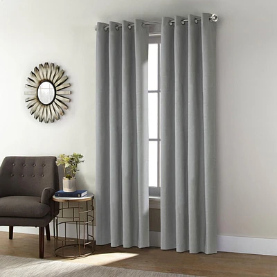 Loft Living Spirit Total Blackout Textured Grommet Single Curtain Panel 52" x 84" in Grey