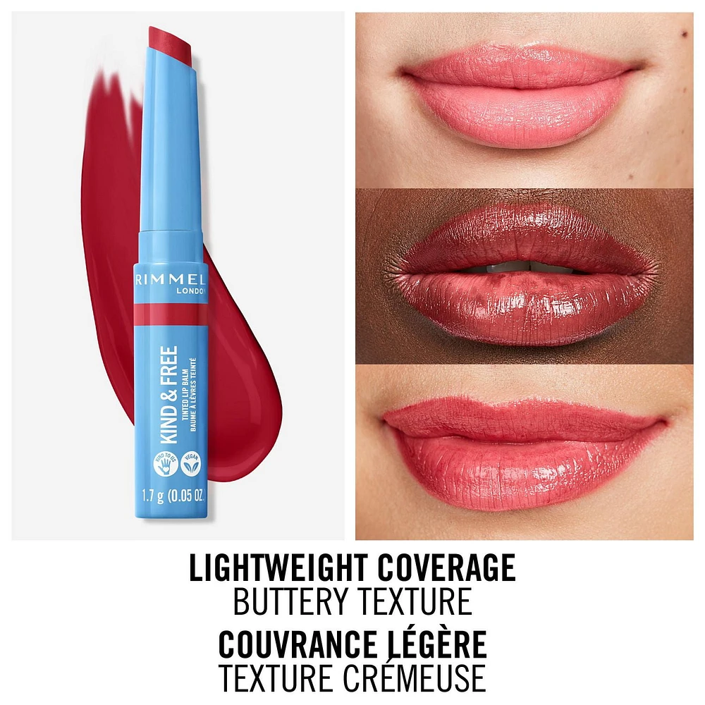 Rimmel Kind & Free™ Tinted Lip Balm, Hydrating, Lightweight, Vegan Formula, Light coverage