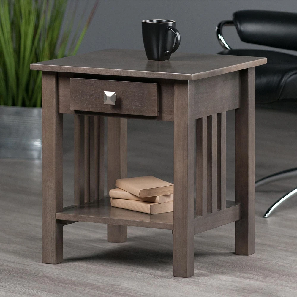 Winsome Stafford End Table, Oyster Gray