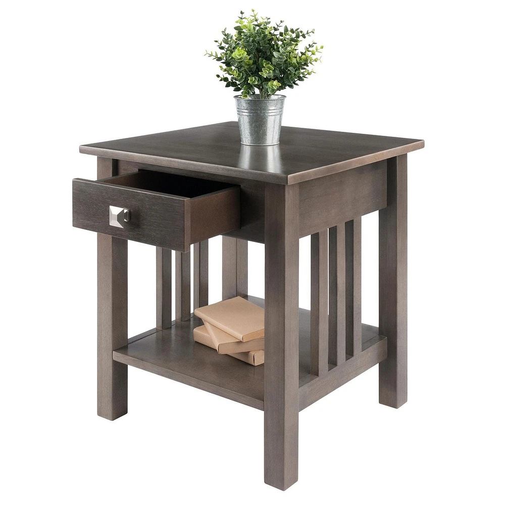 Winsome Stafford End Table, Oyster Gray