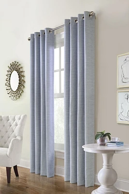 Loft Living Clayton Room Darkening Jacquard Grommet Single Curtain Panel 52" x 84" in Blue