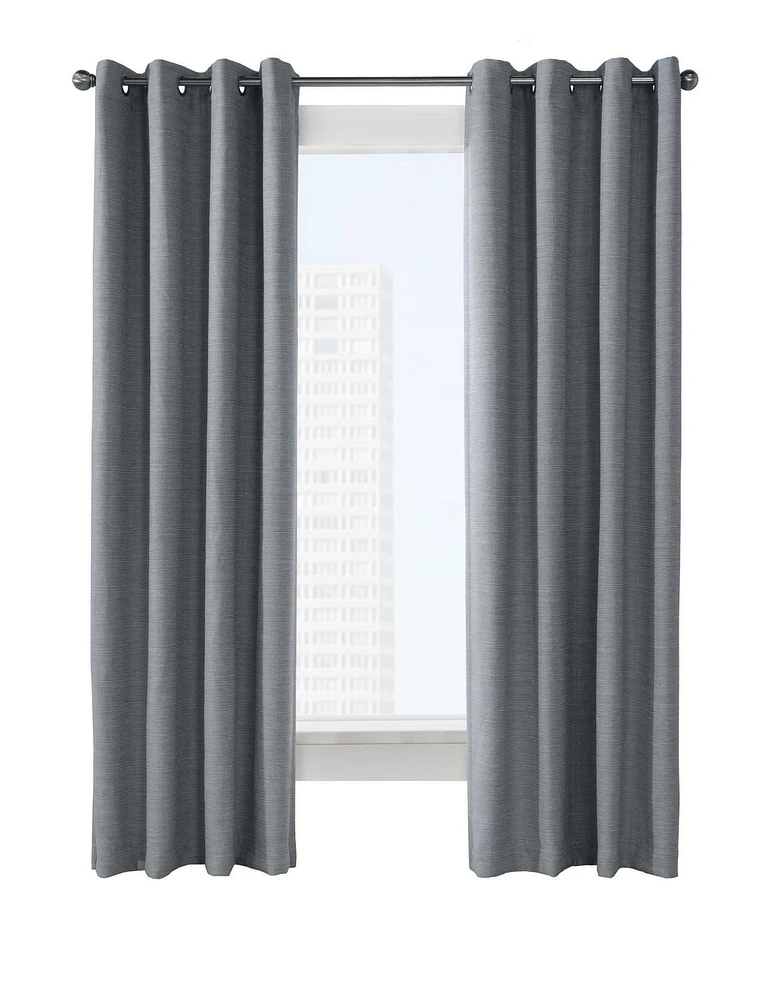 Loft Living Clayton Room Darkening Jacquard Grommet Single Curtain Panel 52" x 95" in Grey