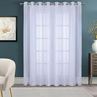 Loft Living Crystal Faux Linen Wide Width Grommet Single Curtain Sheer 112" x 95" in White